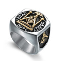 Promotional Custom Antique Silver Plated Men Stainless Steel Masonic Rings Large Size Rings